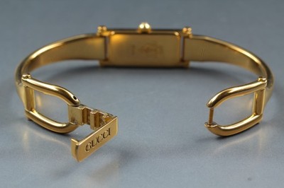 Exc+5] Vintage Gucci 1500L 12mm Black Dial Gold Bangle Quartz