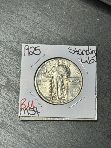 1925 P Standing Liberty Quarter BU Uncirculated MS+ U.S. 25c Type Coin (Raw16780