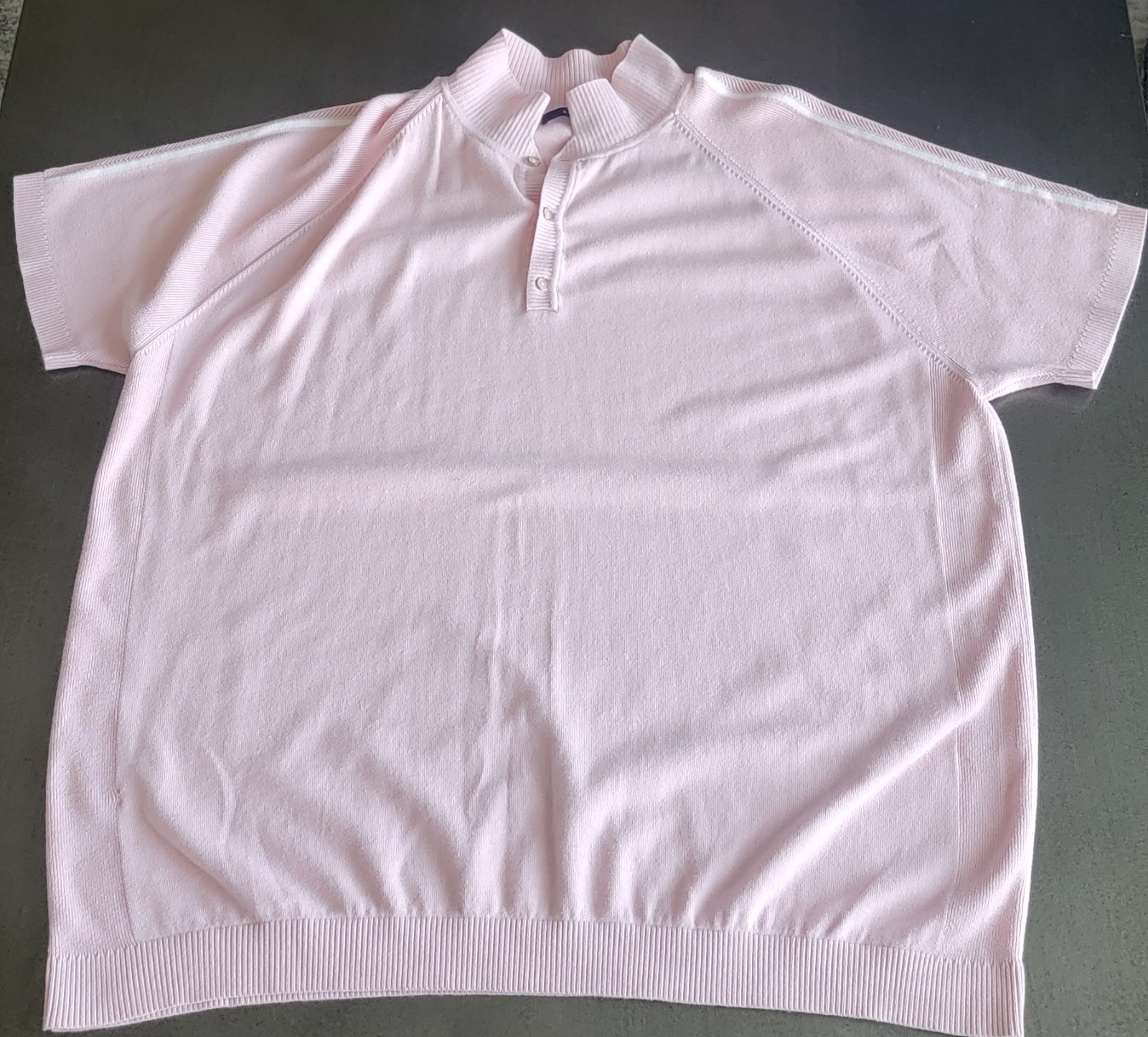 Sean John Men's Knit Sweater Polo Shirt Size 4XL, Pink, Short Sleeve