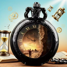 Fashion Unique Creative Pattern Design Necklace Quartz Pocket Watch Gift