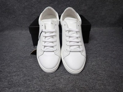 NEW Valentino Benny Italian Leather Sneaker White Silver Men's Size 10 (SS71)
