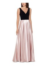 BETSY & ADAM Womens Black Sleeveless V Neck Full-Length Evening Dress 2