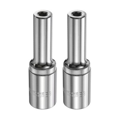 2 Stück E-Torx Nuss 1/2'' Antrieb E8 Stern 3.1'' Länge 6-Punkt Spline Nuss