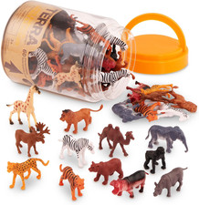 Terra 60-Teilig Tierfiguren Sammlung Wildtiere Spielzeug Set – Löwe, Tiger, Zebr