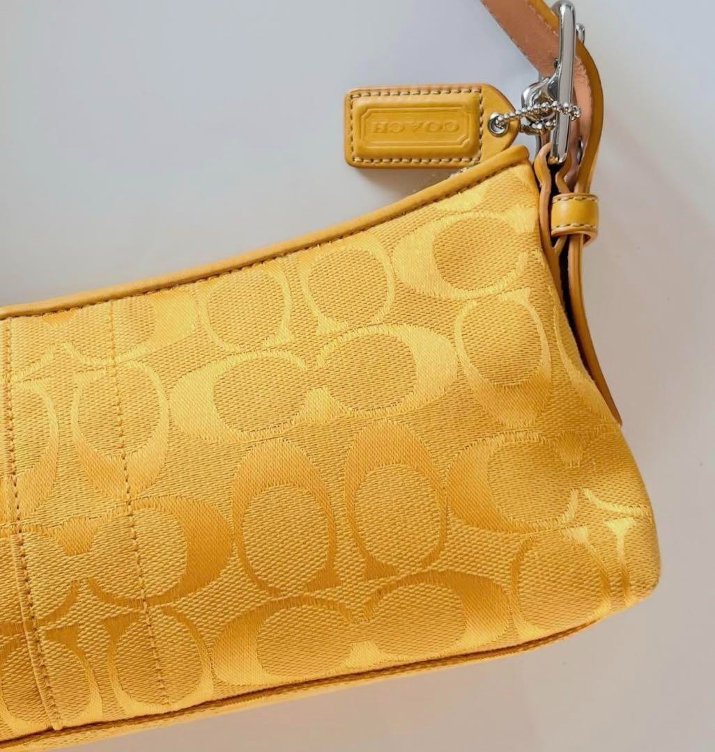 Rare COACH 6371 Yellow Signature Canvas Accessory Pouch One