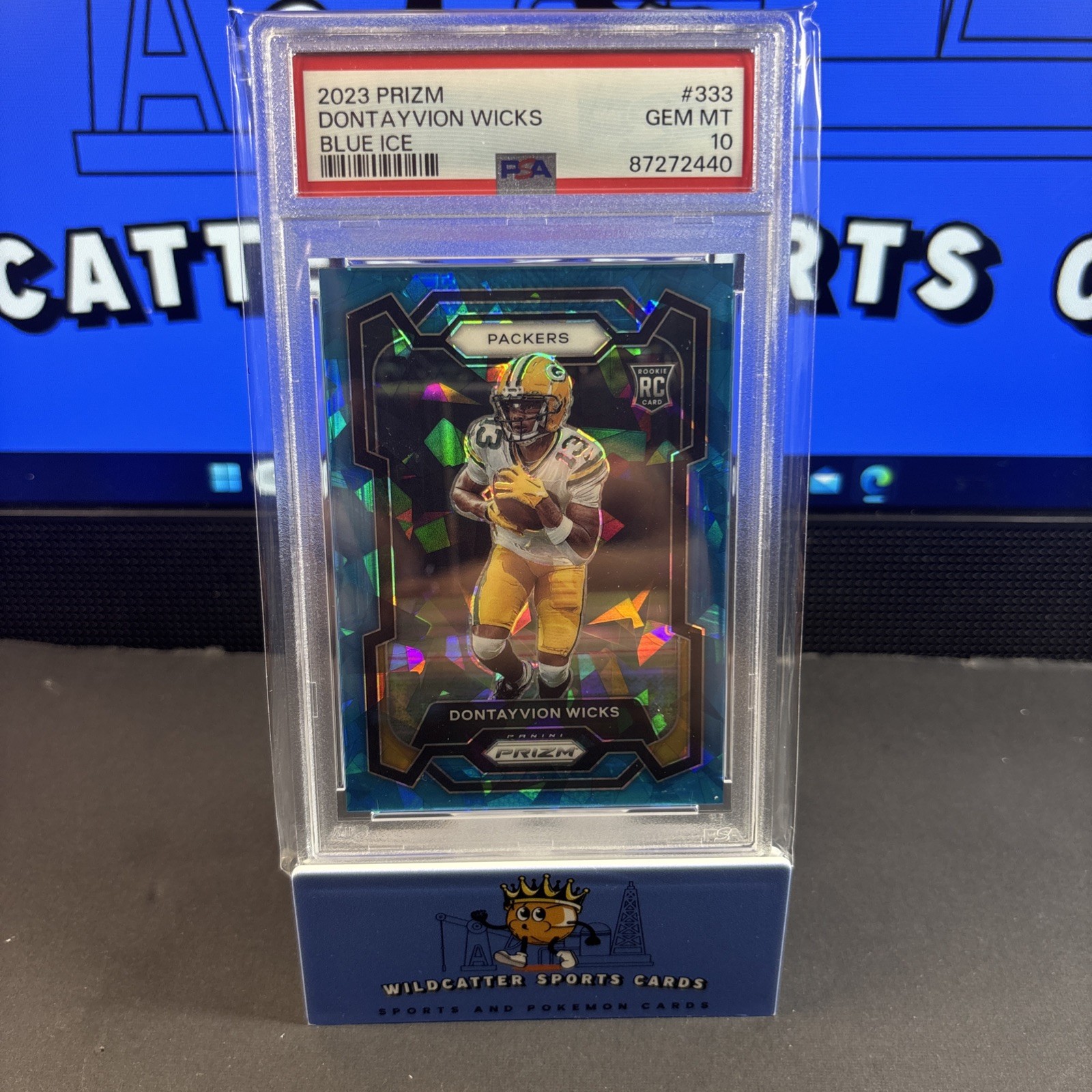 2023 PANINI PRIZM BLUE ICE #333 DONTAYVION WICKS 22/99 PSA 10