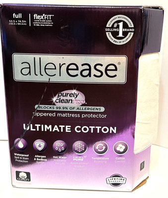 AllerEase Ultimate Cotton Allergy Relief Zippered Mattress Protector Full