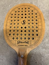 Vintage Spalding Wooden Pickleball Paddle Platform, Tennis Racket Nice!