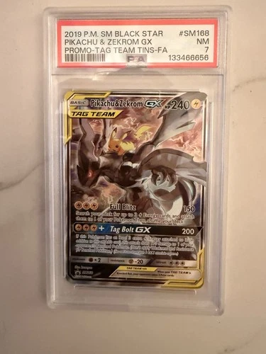 Pokémon Pikachu & Zekrom GX SM168 Black Star Promo Holo TAG TEAM PSA 7 2019