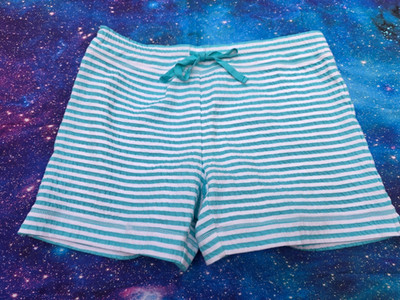 VINTAGE SOFT SENSATIONS PAJAMA SLEEP STRIPED SHORTS SIZE MEDIUM blue white