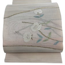 JAPANESE KIMONO BELT NAGOYA OBI SUMMER CREAM PURE SILK AA8596