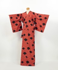 Kimono / Tsumugi Matsukawabishi Pattern Silk Kimono Lined Vintage / 2511253