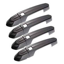 X AUTOHAUX Exterior Outside Door Handle Cover Kit Front Rear Left Gloss Black