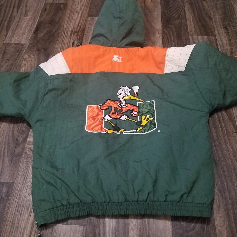 Chaqueta Vintage Años 90 Starter University Miami Hurricanes 1/2 Cremallera Talla Mediana Foto 2 de 4