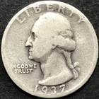 1937-D SILVER WASHINGTON QUARTER COIN DENVER