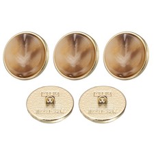 5pcs Metal Pattern Round Sewing Buttons 20mm Resin Craft Buttons Light Brown