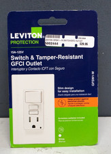 LEVITON PROTECTION 15A 125V TAMPER RESISTANT GFCI OUTLET SLIM GFSW1-W