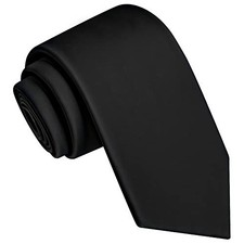 Branduce 3.15" 8cm Mens Solid Satin Tie Pure Color Necktie Gift Box Black