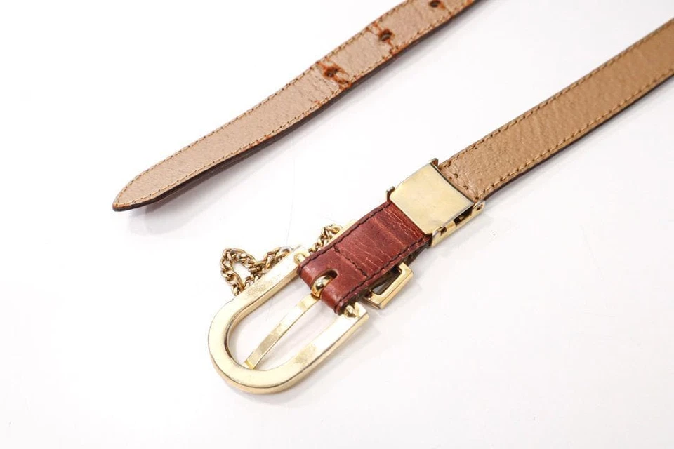 Cinturón Mujer Valentino D9261X Cuero Garavani Con Cadena Dorada Edición Limitada VHT Foto 3 de 4