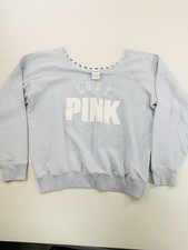 PINK Victoria's Secret Love Pink Light Blue Round Neck Sweatshirt Women's Large