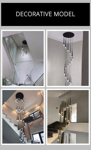 Modern Stair Chandelier LED Pendant Light Ceiling Lamp Loft Apartment Lighting - Picture 7 of 24