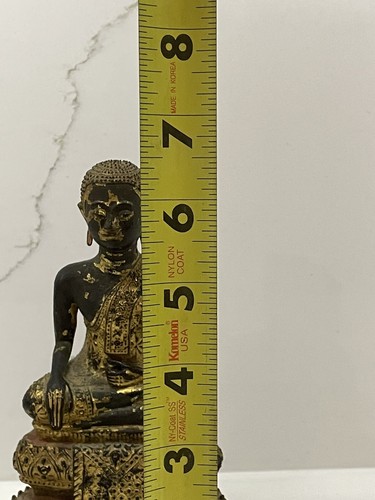 "Antike thailändische Bronze Mönchsstatue aus Thailand mit 24Kt Goldvergoldung 6,5"" - Bild 9 von 12