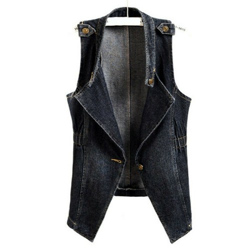 Donna Gilet Jeans Cardigan senza Maniche Giacca Retrò Gilet Cappotto Gilet  Jeans | eBay