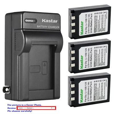 Kastar Battery Travel Charger for Olympus Li-10B Li-12B Li10C Stylus 300 Digital