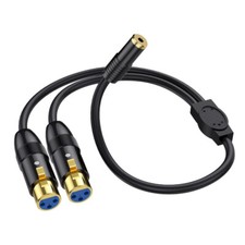 Microphone Cord XLR Splitter Audio Cable DC 3.5mm 1 TRS Female To 2 XLR Female