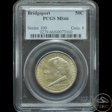 1936 Bridgeport Commemorative Silver Half Dollar PCGS MS66 Only 159 POP Higher 
