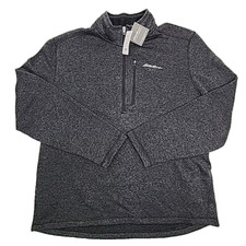 Eddie Bauer 1/4 Zip Fleece Shirt Sweatshirt Long Slv Men Sz XXL Gray Black NEW