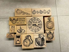 All About Time Clocks New Wood Mounted Rubber Stamps Buy More & Save!