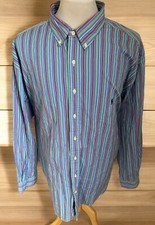 Ralph Lauren Cotton Blue Multi Color Stripe Button Front Shirt Sz 4XB Big Tall