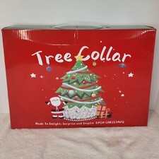 Christmas Tree Collar 30 White Silver Shiny Sequin W/ Plastic Tree Ring Skirt