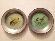 Vtg Stieff Pewter Avian Theme Dishes Lot Of 2, 4.25", Used.