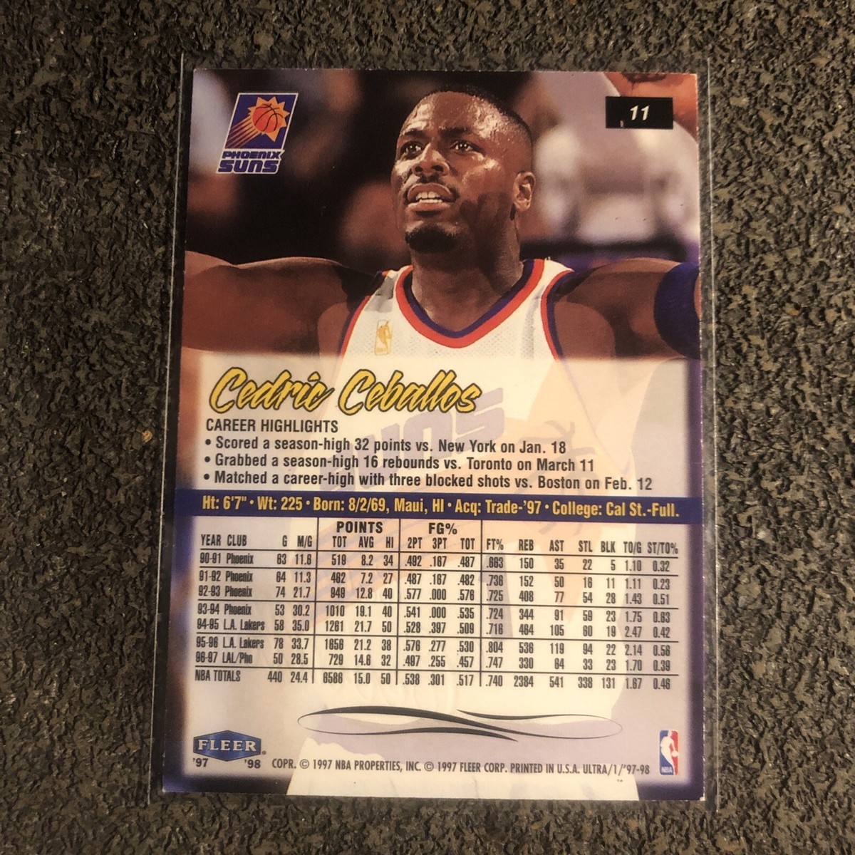1997-98 Fleer Ultra Basketball #11 Cedric Ceballos | eBay