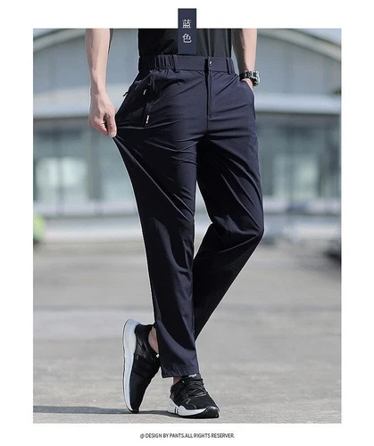 Herren Sommer Hose Eis Seide Stretch Atmungsaktiv Gerades Bein Hose Schnelltrocknend - Bild 11 von 19