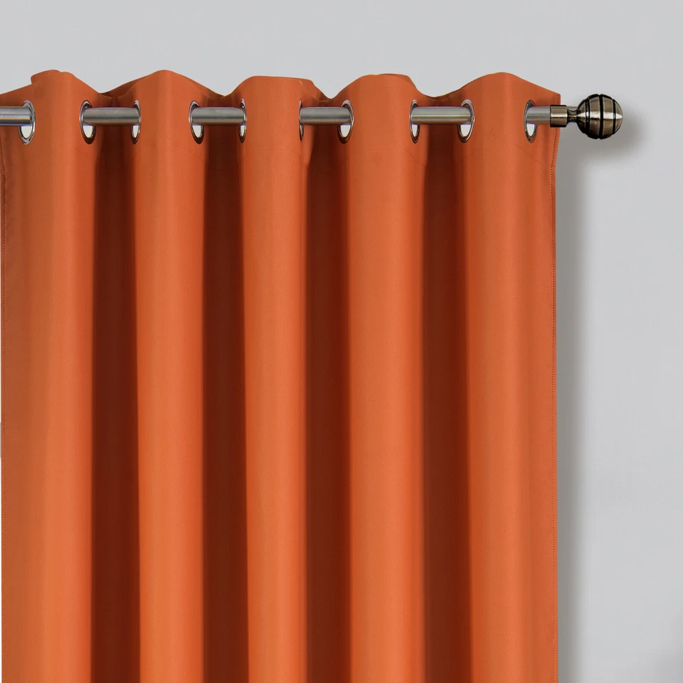 Pair of Burnt Orange Blackout Curtains 46" x 72" Supersoft Feel with 2 Tiebacks - Image 3 of 4