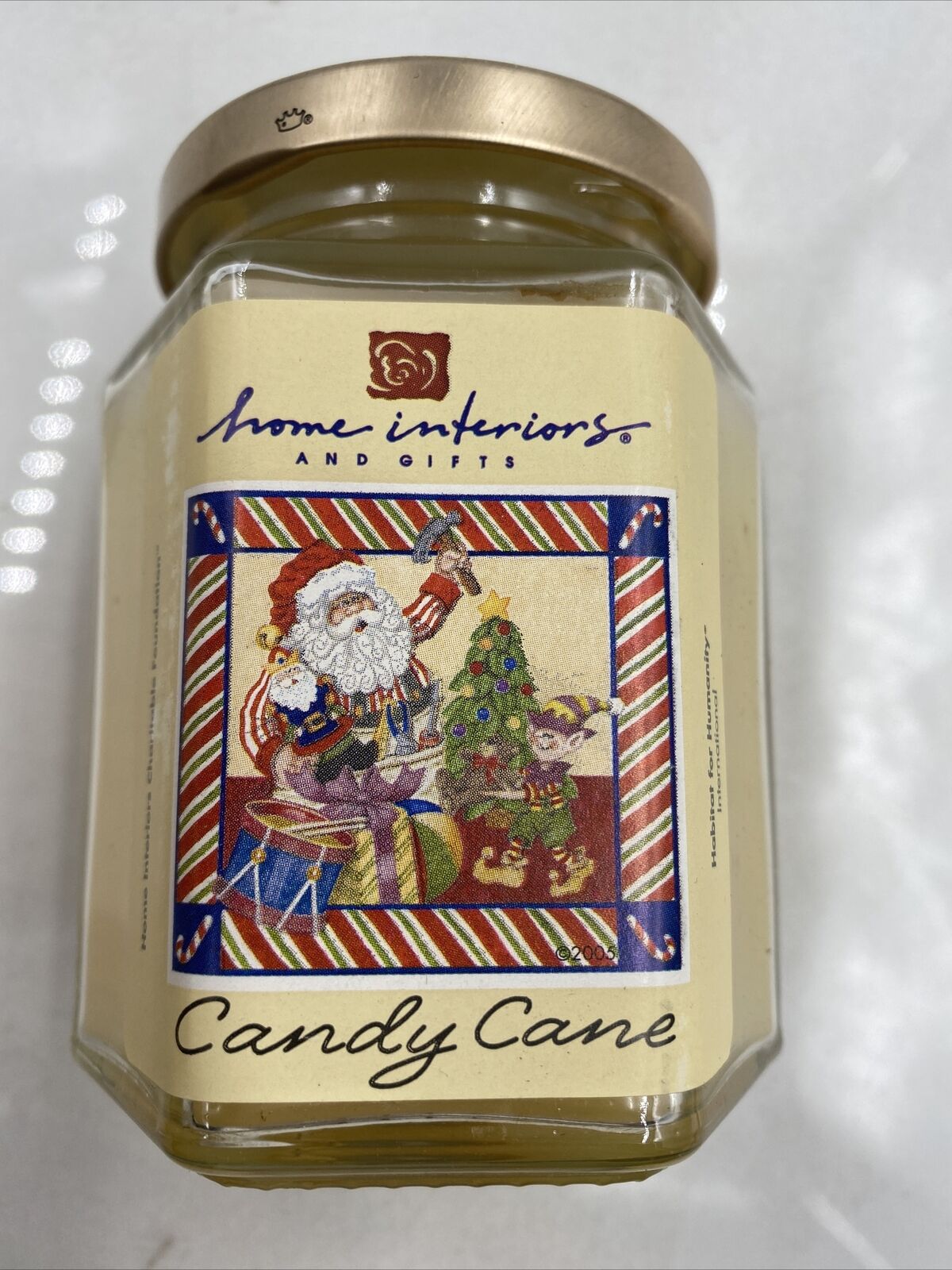 VINTAGE HOME INTERIORS JAR CANDLE Candy Cane 7.5 OUNCE New
