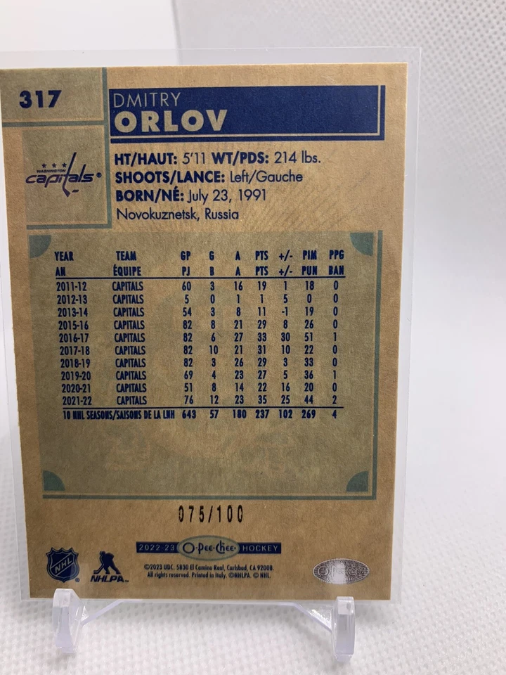 2022-23 UD O-Pee-Chee OPC Retro Black Border #317 Dmitry Orlov /100 - Image 2 of 2