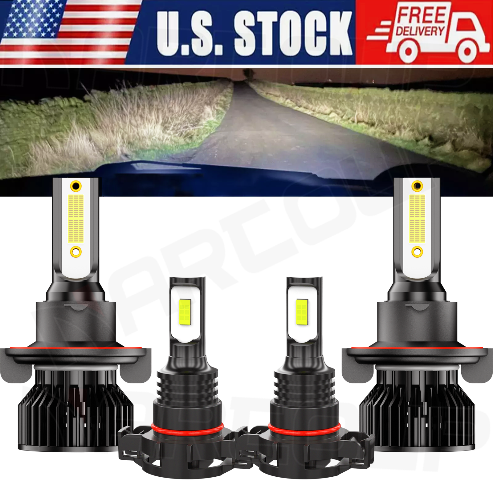 For GMC Yukon 2007-2014 - 6500K White LED Headlight Hi/Lo Beam Fog Light Bulbs