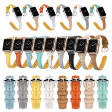 Women Slim Leather Band for Apple Watch 11 10 9 8 7 6 5 4 SE 40/44/41/45/42/46mm