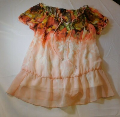 BCX Ladies Women's Blouse Short Sleeve Multicolored L large Pre-owned