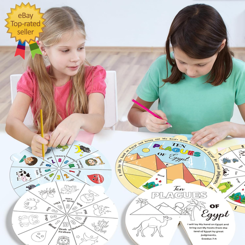 Passover Color Wheel Crafts - 72P Easter Ten Plagues Paper Crafts Painting Your - Picture 6 of 12