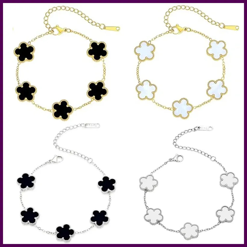 Lucky Clover Women's Hand Bracelets Double Sided Flowers Jewellery Gifts