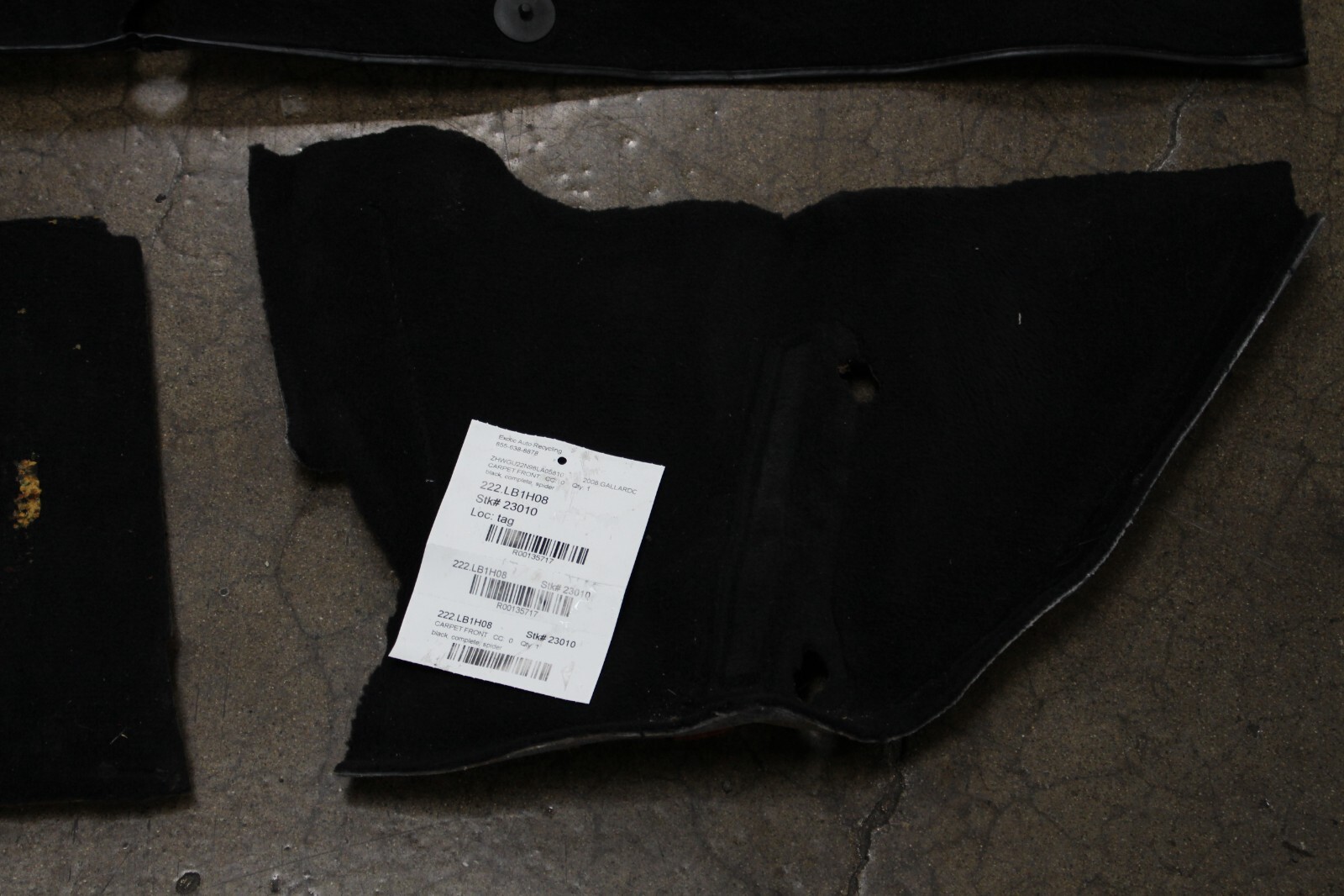 Lamborghini Gallardo, Spyder, Front Carpet, Full Set, Black, Used