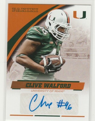CLIVE WALFORD 2015 MIAMI PANINI COLLEGIATE AUTOGRAPH SIGNATURE AUTO SIG  CW-MIA