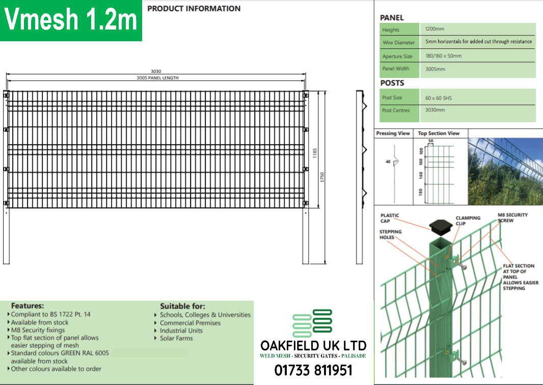 1.2m V Mesh Fencing 4ft Security Fencing eBay