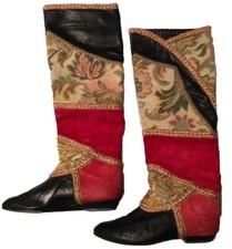 VTG RARE Leather Tapestry Suede KNEE HIGH BOOTS Italy WOMENS 37.5 7.5 EXC