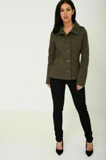 Ladies Khaki Cargo Jacket Coat with Zip side Pockets Size 6 New